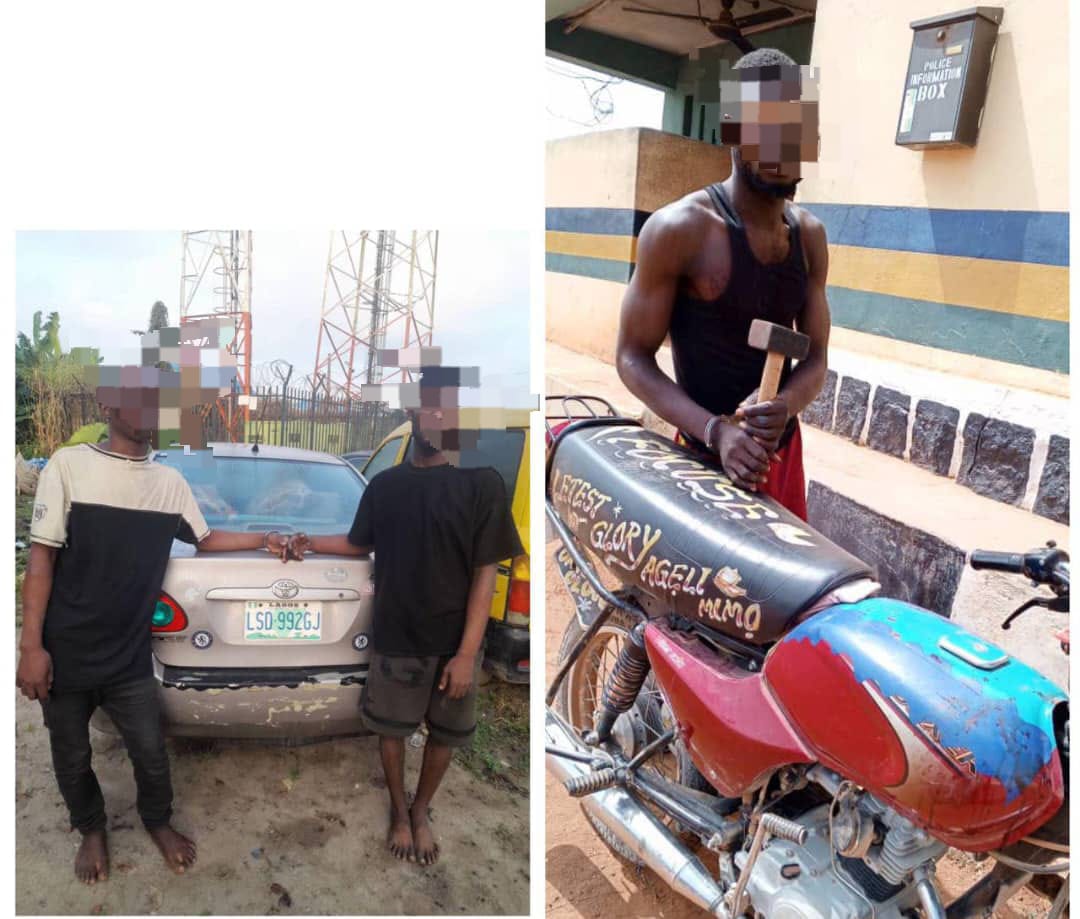 Ogun police arrest three for allegedly stealing car, motorcycle